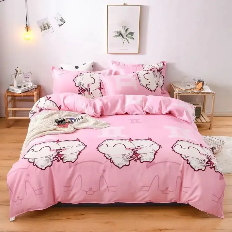 Conjunto de edredão para dormitório, lençóis, capa de edredão simples, quartos, cama de quatro peças para famílias