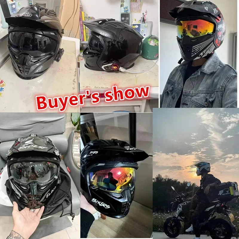 Casco de Motocross Retro Orz, casco combinado de guerrero negro, casco completo de motocicleta Para hombre y mujer, Cascos Para Moto