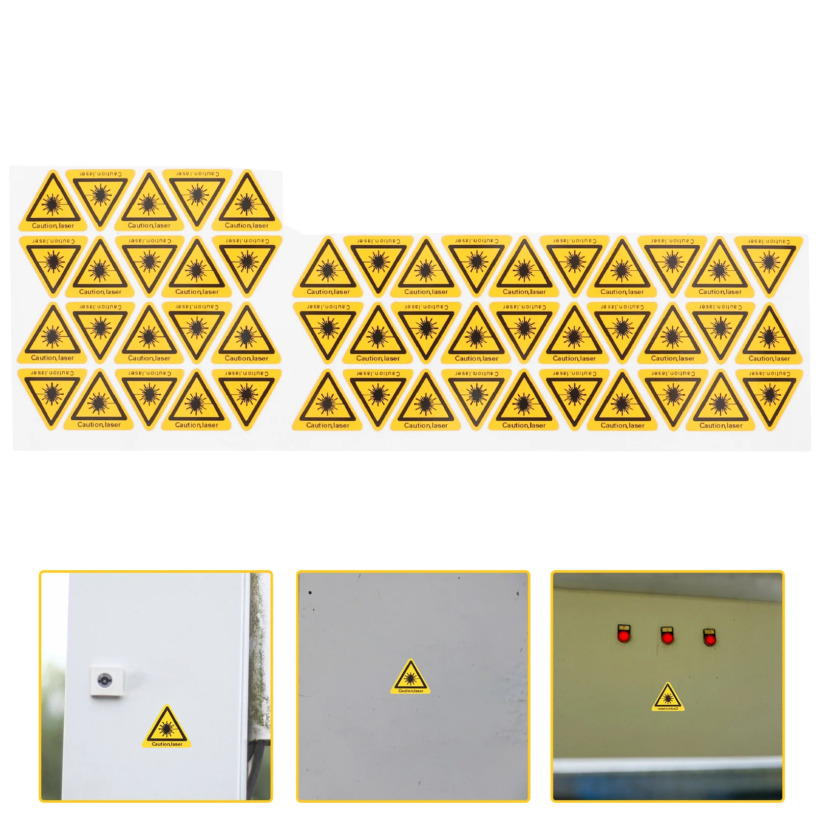 50 Pcs Applique Laser Safety Signs Caution 150X150X001CM Stickers Symbol Warning Cautious