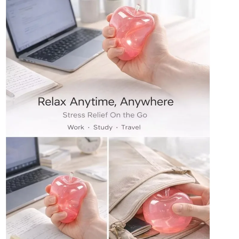 Squishy Green Apple Squeeze Toys Stress Relief Fidget Toys Slow Rising Relaxing Gift Simulation Apple Sensory Stress Balls