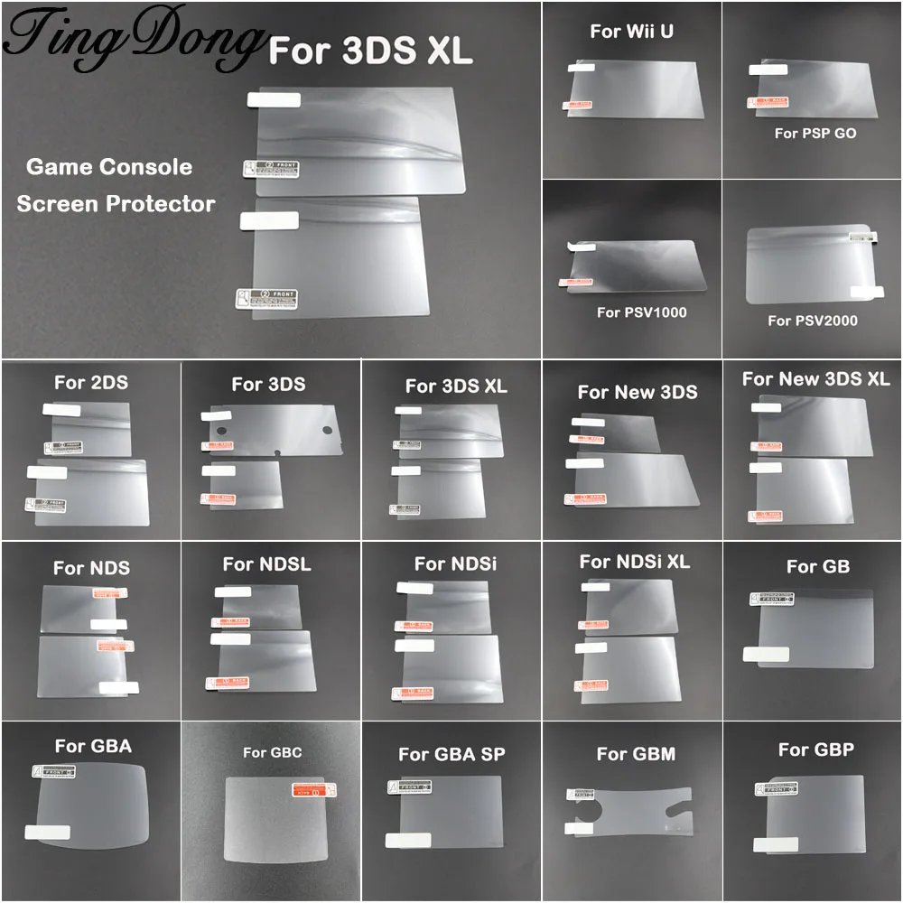 2/5/10pcs Top Bottom HD Clear Protective Film For GB GBA GBC GBA SP GBM GBP NDS NDSL Wii LCD Screen Protector For 2DS New 3DS XL