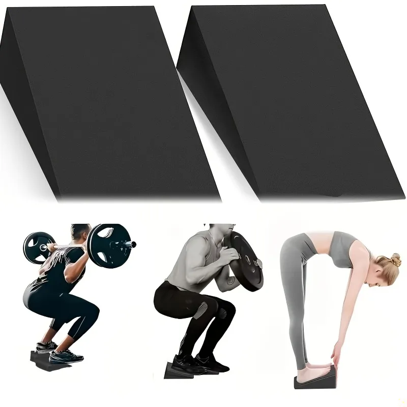 2Pcs Squat Wedge Ramp Block Yoga Triangle Slant Board Deep Leg Stretch Assist Platform Strength Training Foot Slope Pedal for Fi