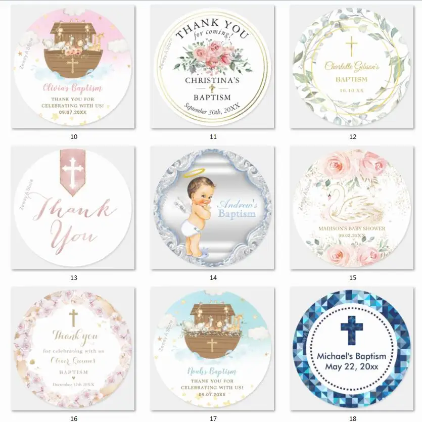 Christening Baptism Stickers Custom Girl Or Boy Stickers 3 4 5 6 7 8 cm Personalized Christening Baptism Favor Labels