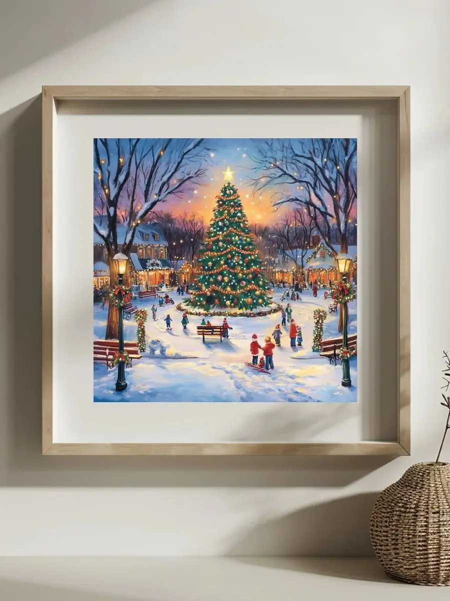 1 Stück 30x30 cm/11,8 Zoll Weihnachtsbaum Quadratisches Gestempeltes Kreuzstich-Set DIY-Kit 11CT/14CT Vollstickerei Wanddekoration – Detail 1