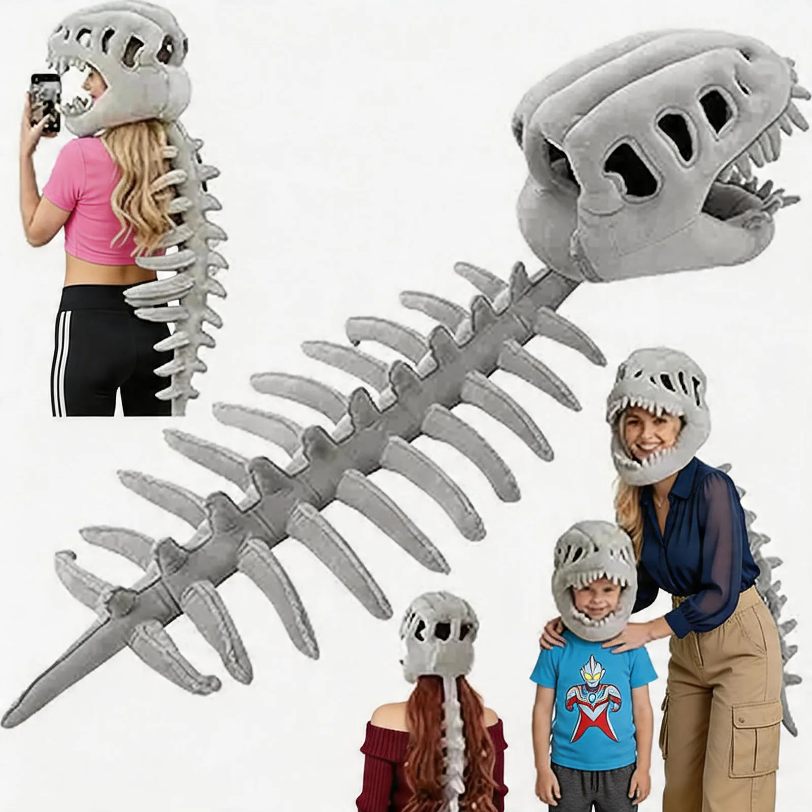 

Dinosaur Skeleton Costume Set Dress up Clothing Plush Toys Halloween Party Cosplay Toy Kid Adult Dress-Up Creative Funy Gift