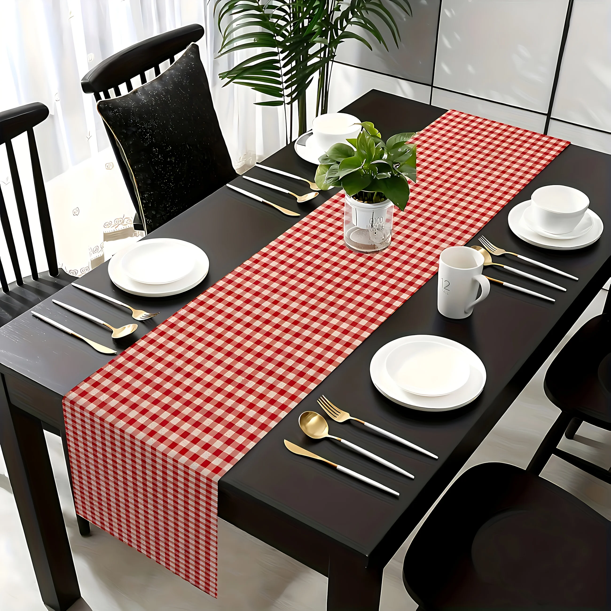 Taplak Meja Kotak-kotak Klasik - Christmas Table Runner ulasan dan harga