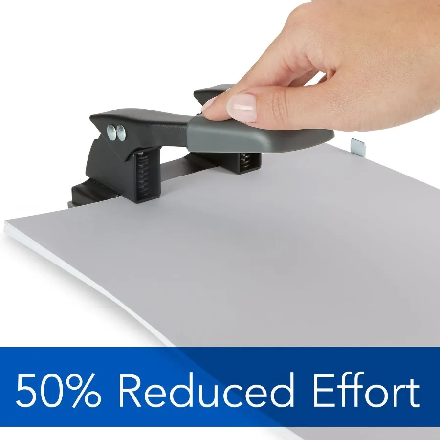Swingline 2 Hole Punch with 28 Sheet Capacity for Efficient Document Organization Low Effort Comfort Handle and Alignment Guide