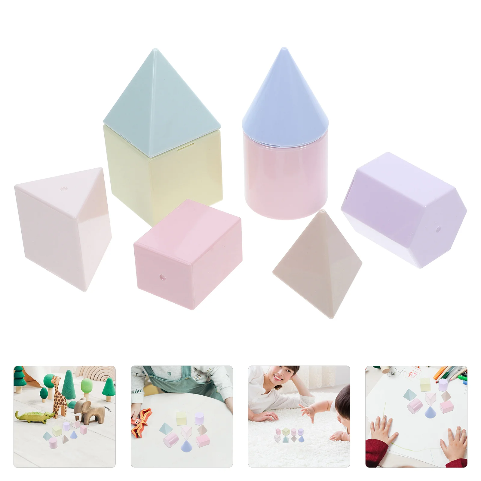

8Pcs Geometric Solids 3D Shapes Teaching Aid Transparent Detachable Light Table Manipulatives Kids Learning Sensory Educational