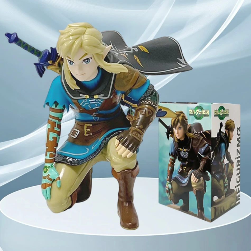 Anime 12cm légende de Zelda Link royaume des larmes accroupie Position Figure Statue jeu Pvc modèles portables jouet ornements cadeaux