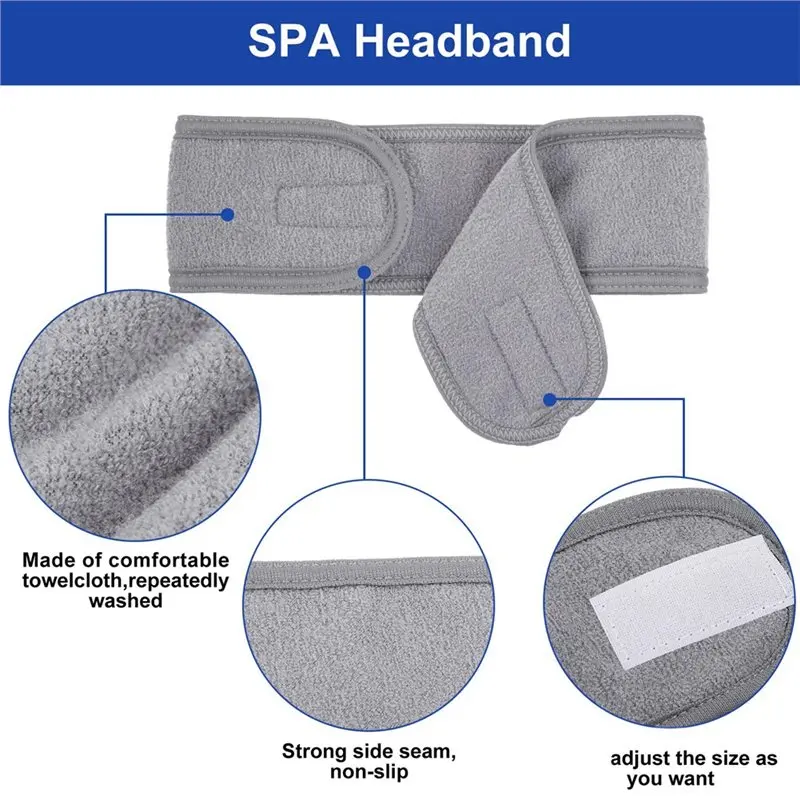 Makeup For Bath Beauty Hairband Spa Facial Headband Terry Cloth Head Wrap 4 Count Towel Eco-Friendly