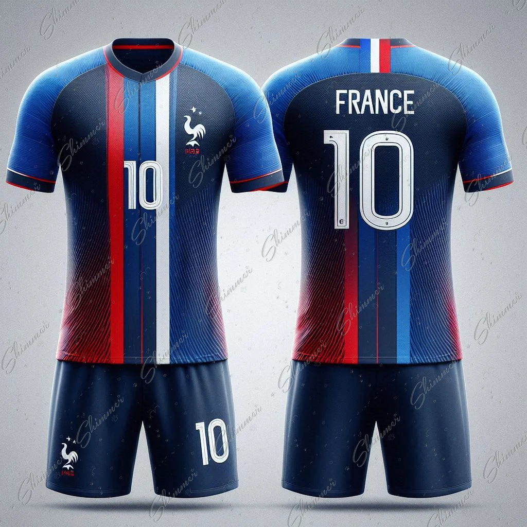 2024 Short Sleeves France Style Pop Kids Youth Training And Competition Tops Football Clothes Soccer Jersey Clothing Uniform