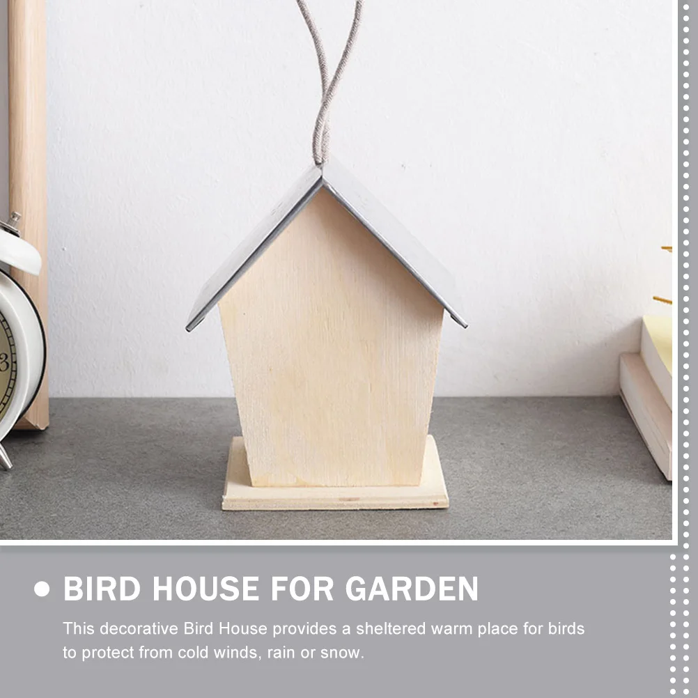 

Wooden Bird for Backyard Garden Decorative Feeder with Rope Natural Wood Small Birds Nesting Cage Home Adornment