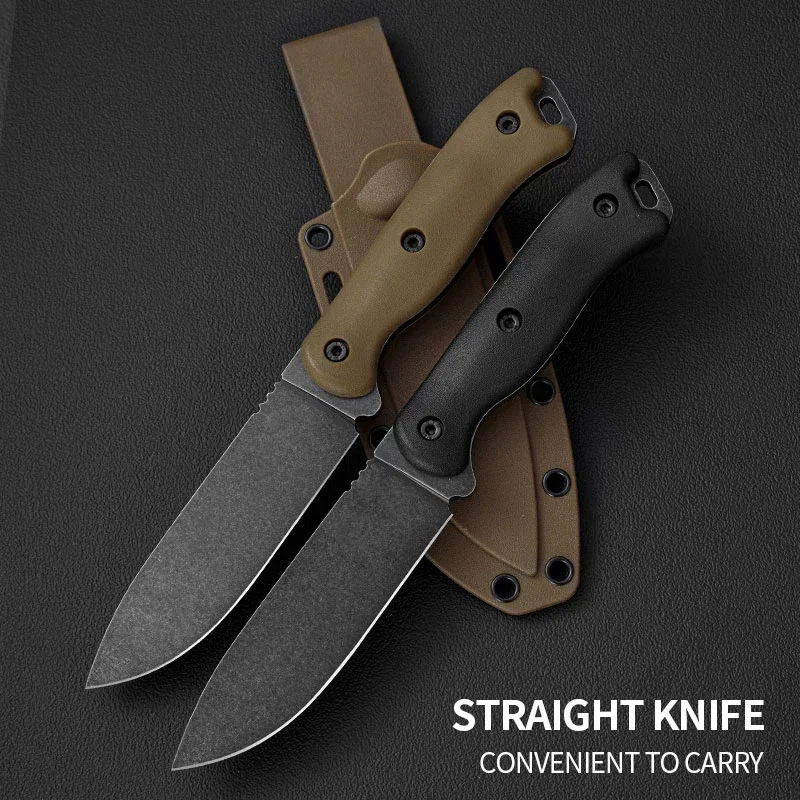 Nuevo cuchillo recto para acampar al aire libre, cuchillo de autodefensa, montañismo de supervivencia, cuchillo de exploración, EDC, con funda K