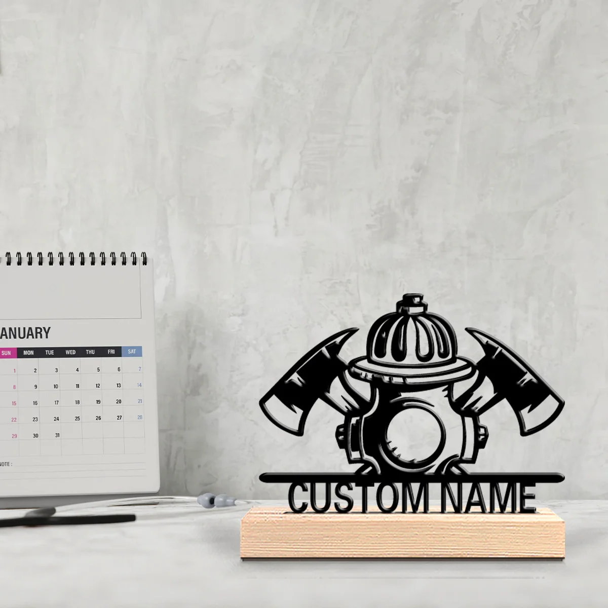 1pc newly designed personalized custom crossaxi fire hydrant metal statue with wooden base desktop decoration, suitable for gift