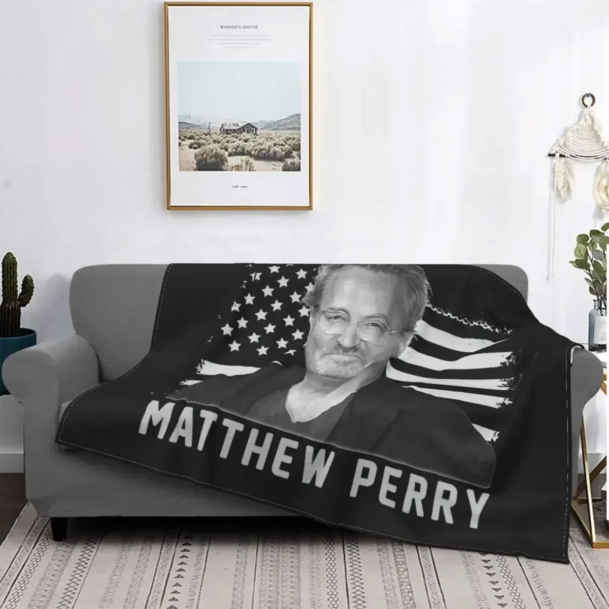 Matthew Perry Flag Flannel Blanket Awesome Throw Blankets for Bed Sofa Couch 150*125cm