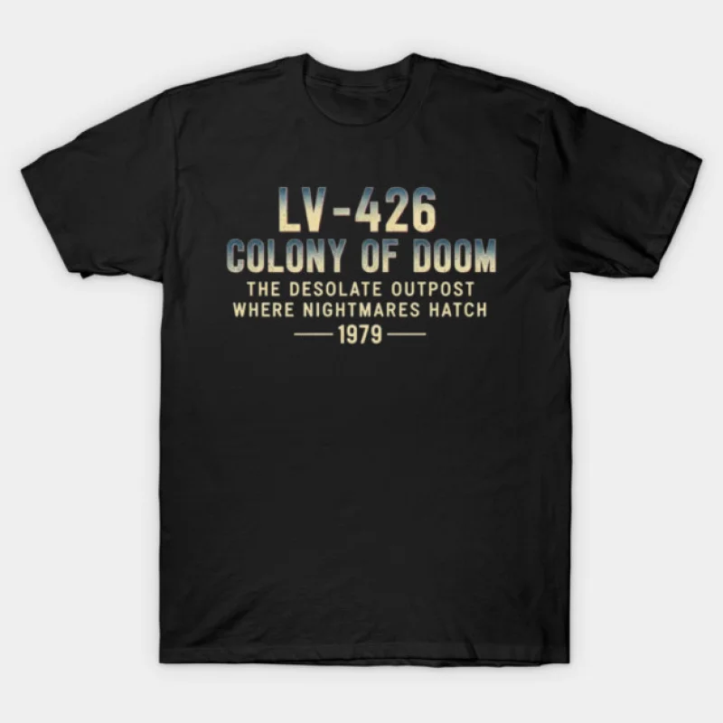 

Colony of Doom Retro Text Retro Sci-Fi Alien Gift T-Shirt Weyland LV-426 Horror movie Xenomorph Graphic clothes All size tops