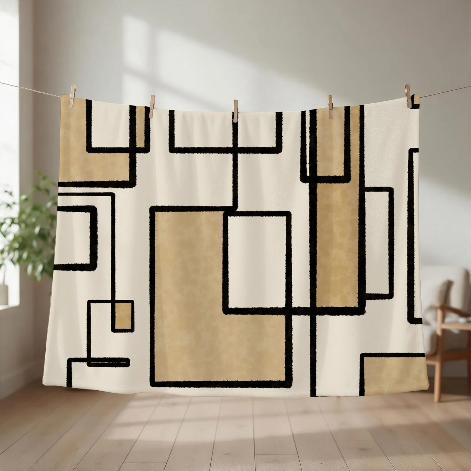 Piet Composition - Mid-Century Modern Minimalist Geometric Abstract Throw Blanket Luxury Brand bed plaid warm winter Blankets