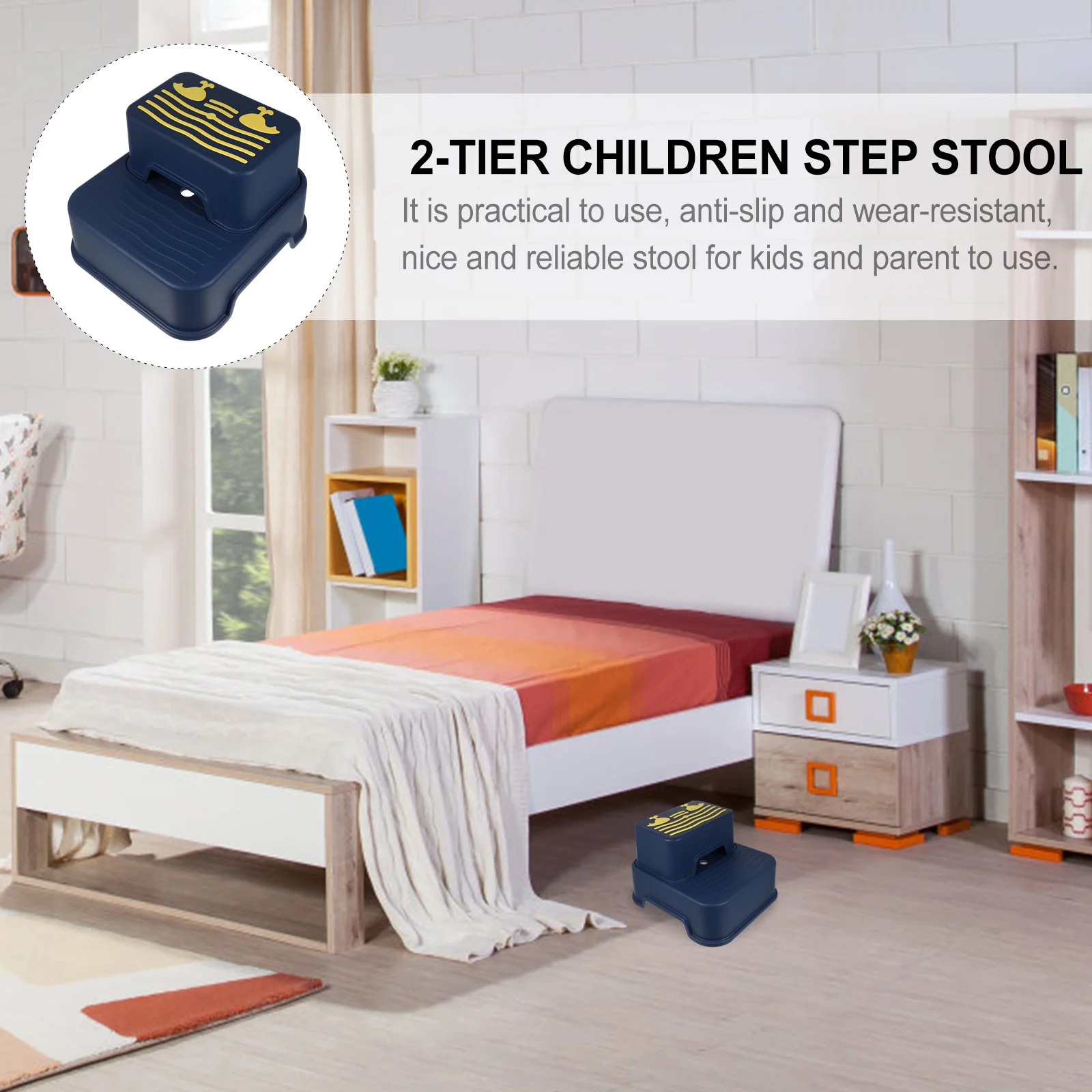 البلاستيك الاطفال خطوة البراز 2-Tier الأطفال خطوة البراز مقاومة للاهتراء المضادة للحمام المطبخ مغسلة #4