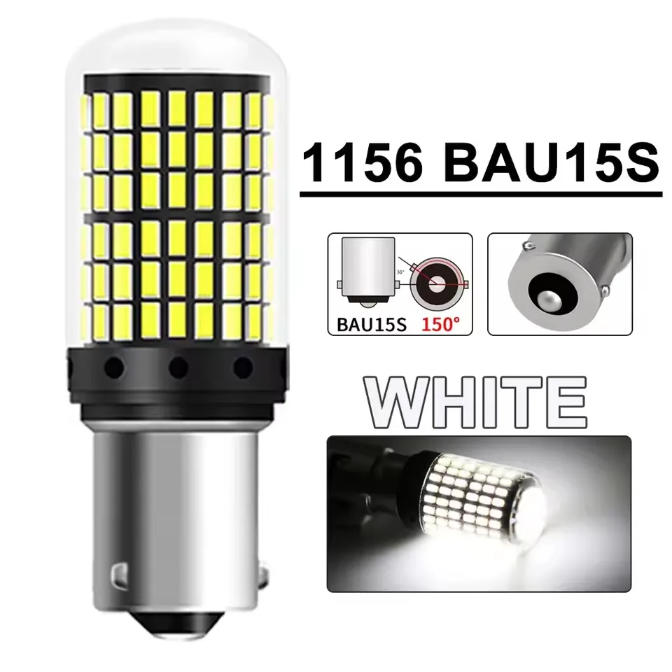 2 Stück 1156 BA15S LED CANBUS 3014 144 SMD 1157 BAY15D P21/5W 7440 T20 7443 Blinker Rückfahrlicht Bremslicht 12V Weiß