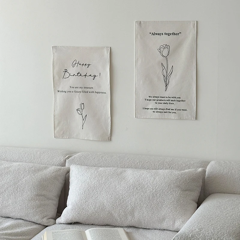 Cutelife Nordic Ins Cloth Flower Wall Hanging Tapestry Fabric Hand-drawn Macrame Wall Tapestry Napkin