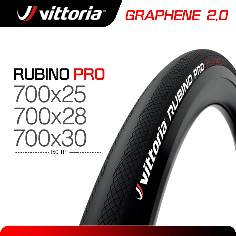 Vittoria Road Bicycle Tire Rubino Pro 700x25C/28C/30C Graphene 2.0 Full Black Clincher tire  For Road 25