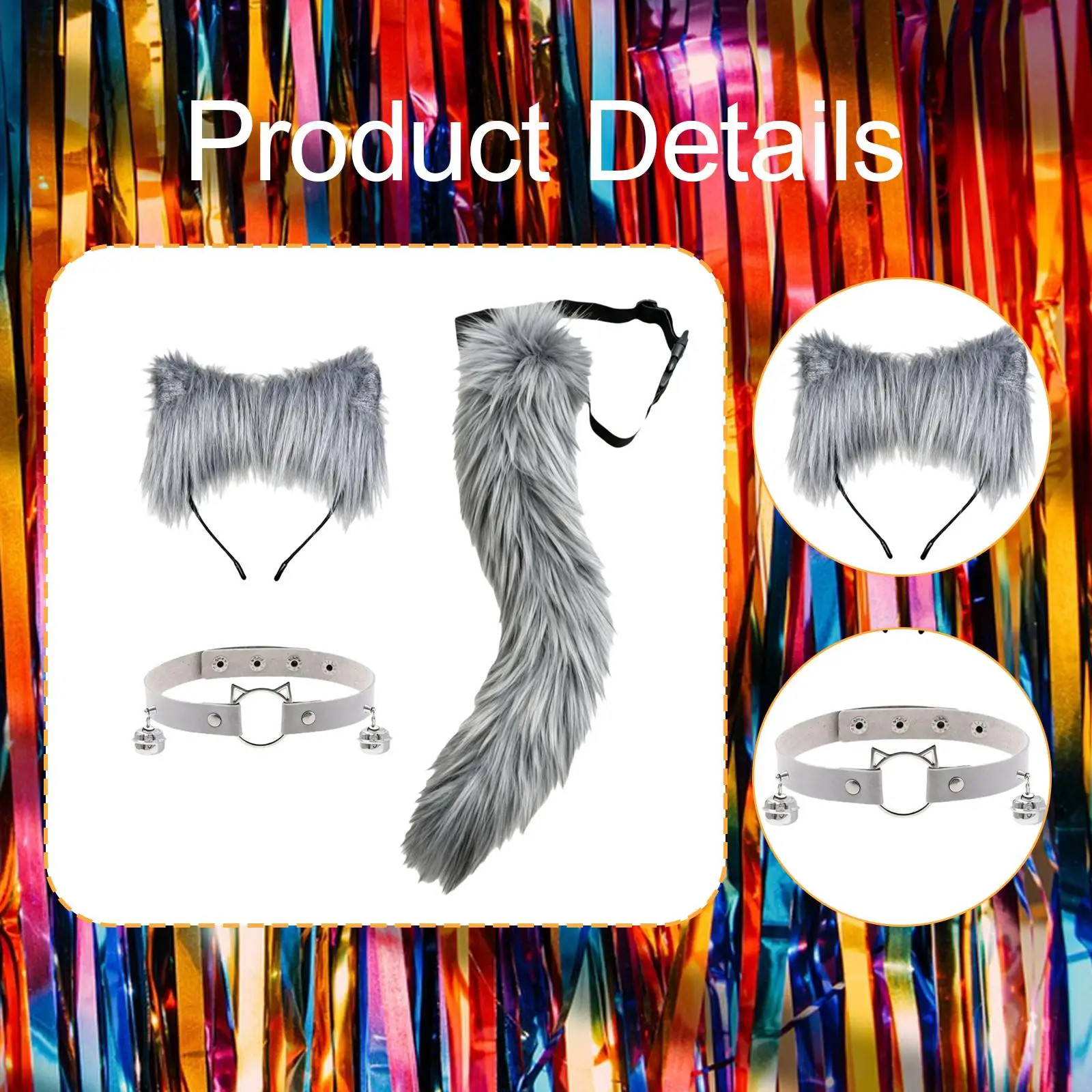 مجموعة عصابة رأس وذيل من القطيفة على شكل آذان حيوانات لعروض مسرح كرنفال عيد الميلاد