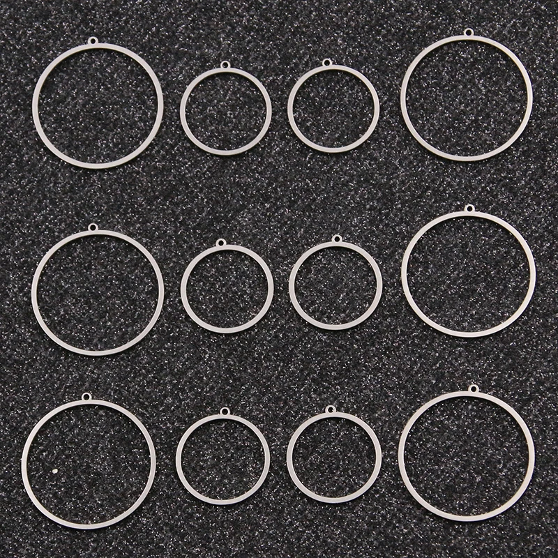 20Pcs 2 Size Geometric Figur Charm Stainless Steel Round Pendant Open Pressed Resin Frame Mold Bezel DIY Jewelry Making