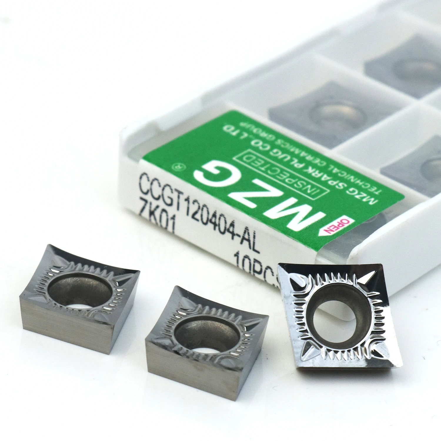 MZG 10pcs CCGT060202 CCGT060204 CCGT060208 AL ZK01 Carbide Insert CCGT120402 CCGT09T304 CCGT09T308 Aluminum Turning Tool CCGT
