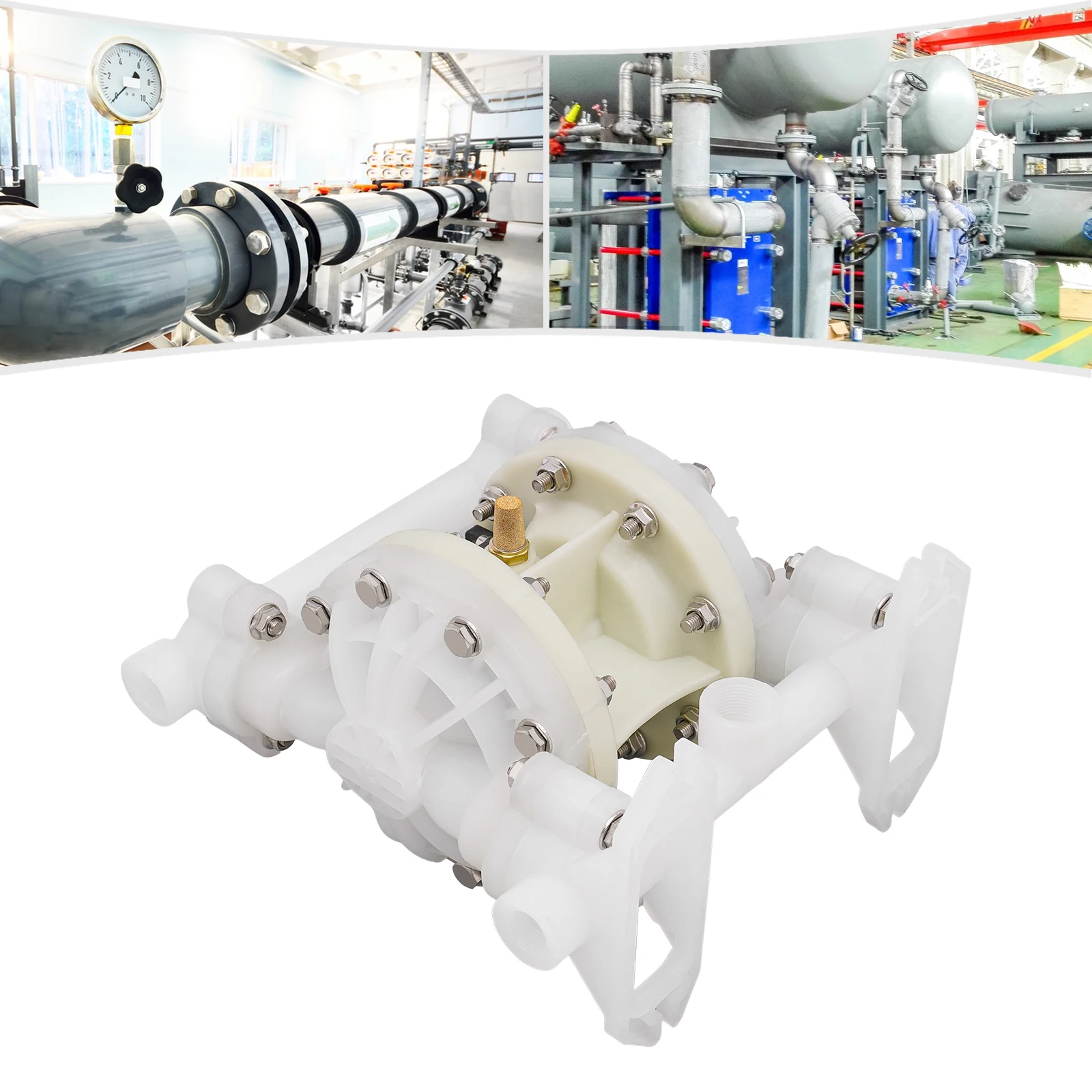 7GPM 100Psi Compressed Air Diaphragm Pump Air Operated Double Diaphragm Polypropylene for Chemical Industrial Water Treatment