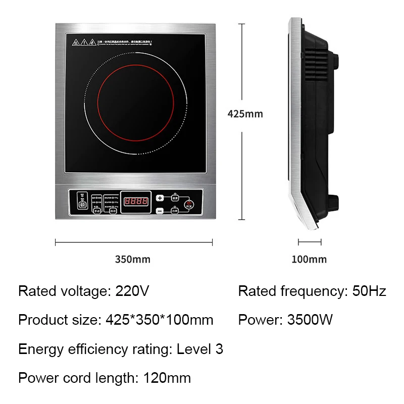 DMWD Commercial 3500W Electromagnetic Induction Cooker Waterproof Hotpot Heating Cooktop Soup Stir-fry Cooking Stove EU US Plug