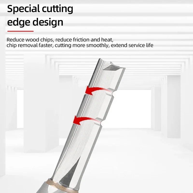 3 Seruling TCT Lurus Router Bit 3-Blade Pemotongan CNC Milling Cutter Pemotong Karbida untuk Kayu MDF Multilayer Partikel Papan