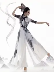 New Chinese Style Cheongsam Ancient Style Dress Chinese Style Classical Dance Simple And Thin Dance Skirt