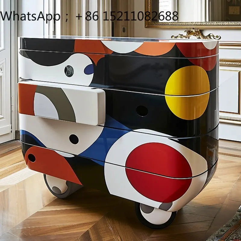 SCY Modern Aesthetics Dopamine Art Painted Bucket Cabinet High-end Storage Decorative Side Cabinet