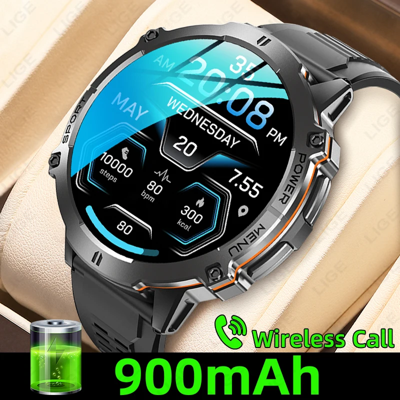 

LIGE 2025 New For HUAWEI XIAOMI Smart Watch Men 900mAh Sport Watch Altimeter Barometer Compass AMOLED HD Display Men Smartwatch