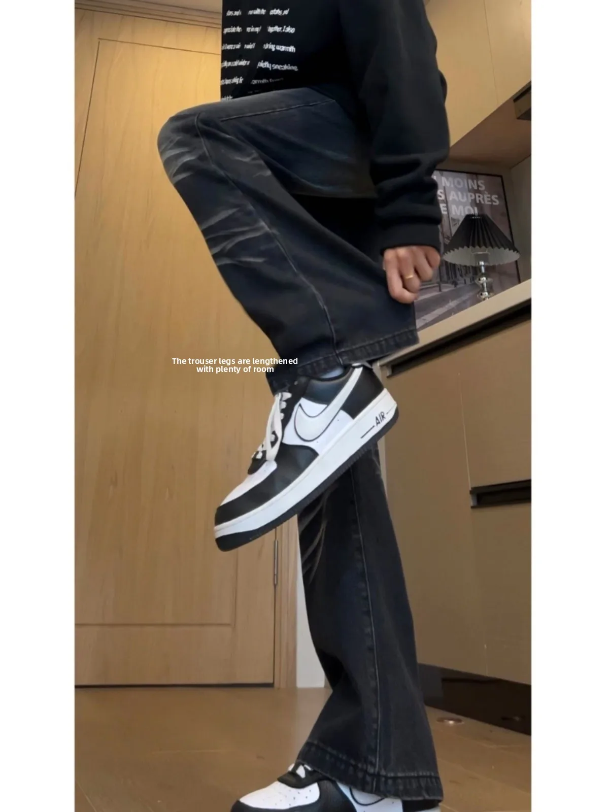 

American Retro Knife Jeans Men's Spring Autumn Extended Tall Cleanfit Pants Slim Straight Micro Flared Trousers