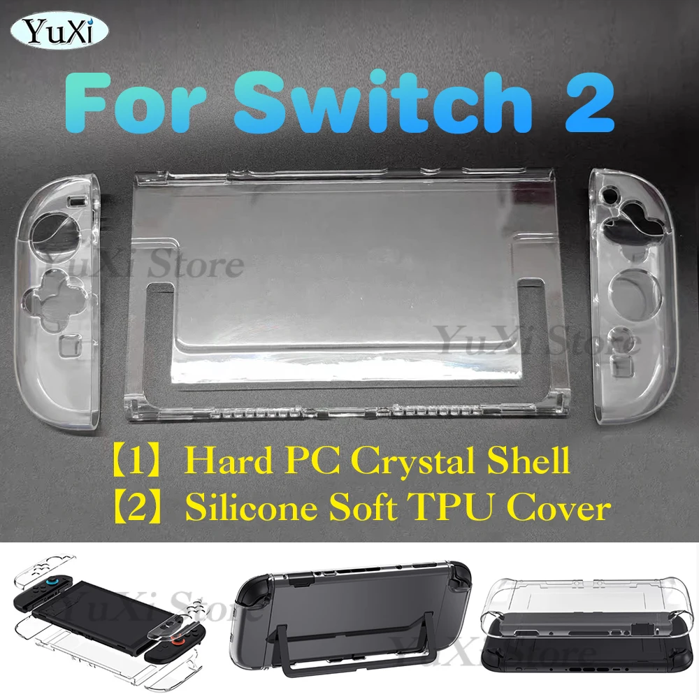 

For Switch 2 Transparent PC Hard Housing Shell Case Joycon Protective Shell TPU Soft Silicone Case Cover Shockproof Protector