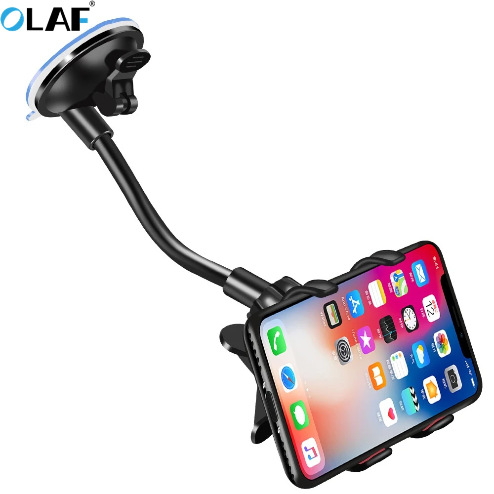 360 Rotate Car Phone Holder Windshield Cell Phone Support For iPhone 12 13 Pro XS XR Mobile Phone Stand Mount Long Arm Clip