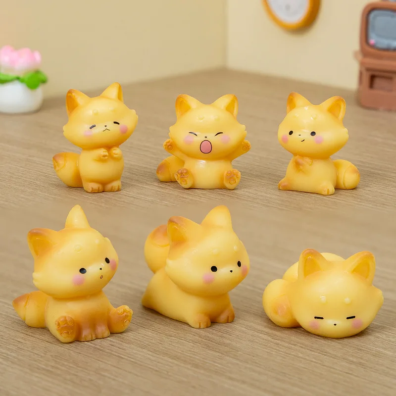 6 PZ/SET Kawaii Figura 2 cm PVC Volpe Carino Collezione Per Adulti Camera Decorazione Decorativa Giocattoli Del Fumetto Modello Periferia Regalo Del Capretto