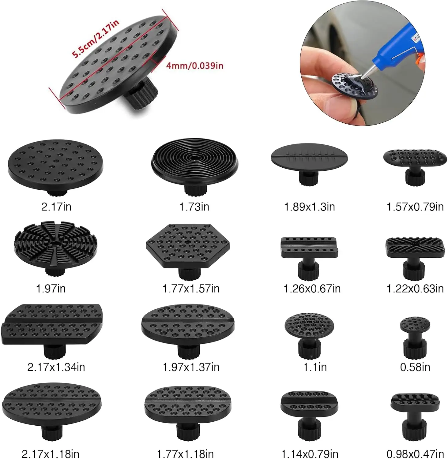 مجموعة أدوات سحب دنت 38 قطعة مع مجموعة غراء - أداة إصلاح دنت بدون طلاء لأضرار حائل السيارة، مطرقة منزلق على شكل حرف T #5