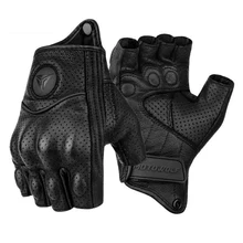 Guantes de Moto de Medio Dedo de Cuero