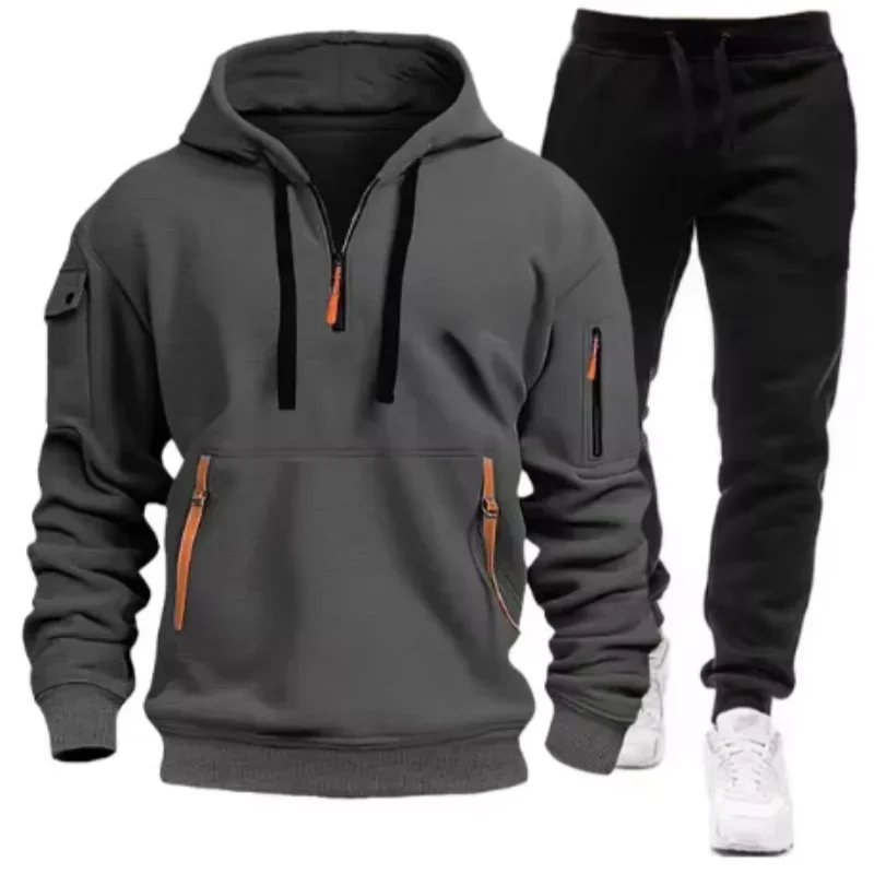 Men Pullover Hoodies Sweatpants 2 Pieces Sets Fleece Casual Sweatshirt Sportswear Women Streetwear Trainning Exercise Sweaters