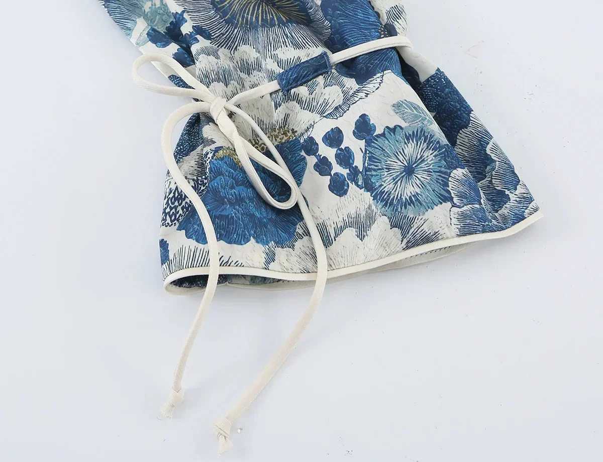 KONDALA Damen Elegantes Schickes Bedrucktes Hosenset 2026 Frühling Sommer Trendiges Urlaubs-Freizeitset Damen Schnür-Knopf-Hemden, Lange Hosen – Detail 10