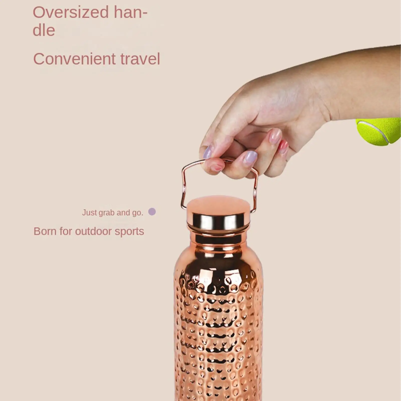 800ml Pure Copper Insulated Stainless Steel Water Bottle