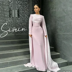 Simin-Women's Chiffon Pleat, Close-fitting and Floor-Length, Formal Party Gown, Saudi luxurious elegant Evening dresses, 2024