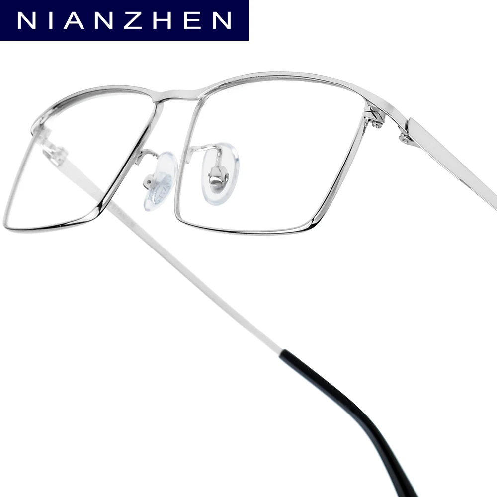 NIANZHEN Titanium Alloy Eyeglasses Frame Men Brand Design Glasses Women Ultralight-Weight Retro Square Eyewear Spectacles 85517