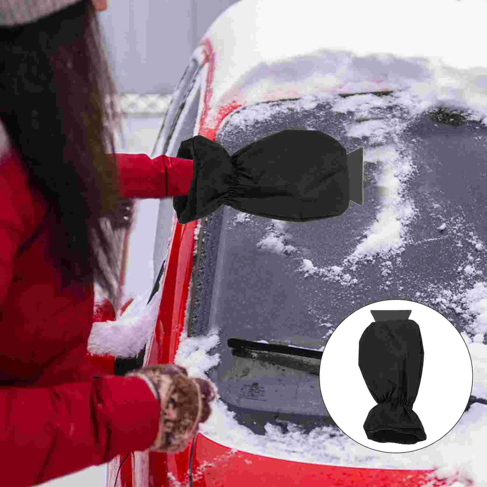 Rascador de hielo de mano para coche, eliminador de nieve con manopla, tipo guante para parabrisas