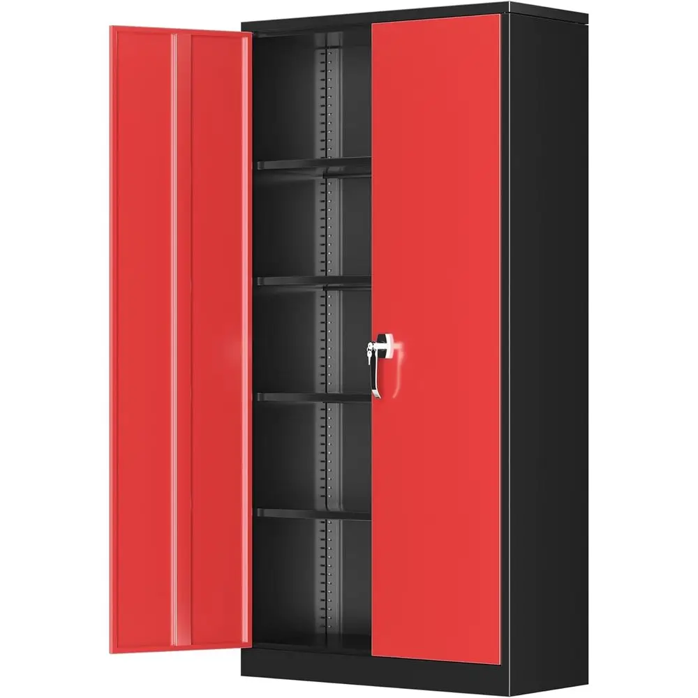 

72 Tall Steel Lockable Storage Cabinet with 2 Doors and 4 Adjustable Shelves for Office, Home, Garage, and Gym