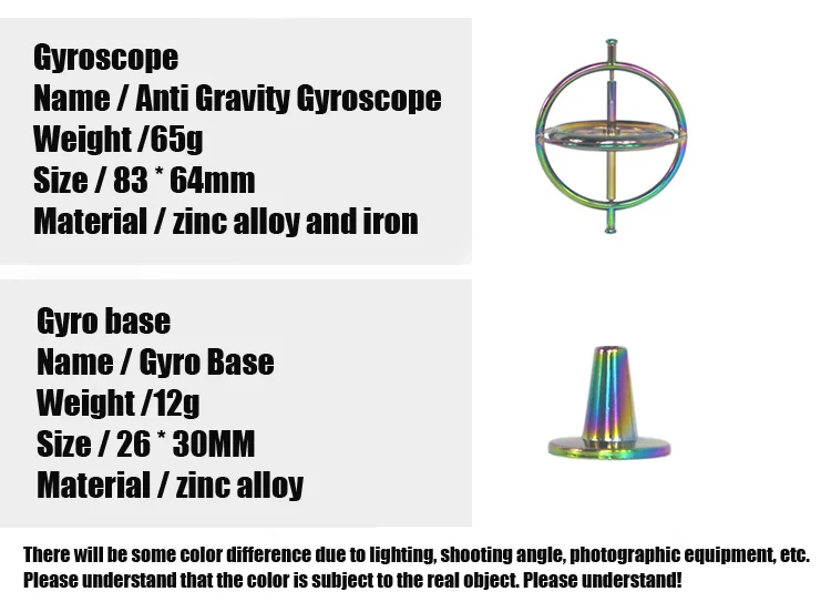 Metal gyroscope anti gravity rotating balance mechanical gyroscope Teaching tool EDC Decompression Toy