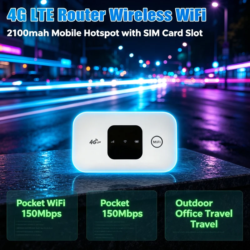 4G LTE Wireless Pocket Hotspot Router 150Mbps 2100mAh Battery With SIM Slot Mobile WiFi For Travel Office Home Use