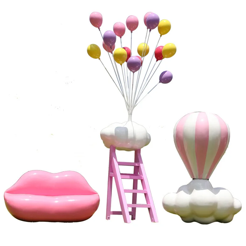 

Love Cloud Confession Balloon FRP Sculpture Ornament Outdoor Internet celebrity photo clock in scenic spot drainage decoration